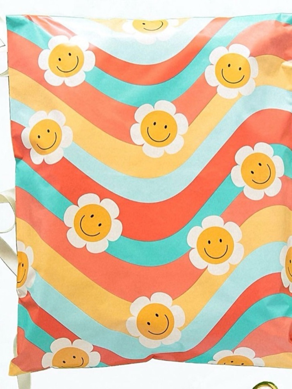 Happy Daisy Smile Pattern Coral, Aqua & Yellow 10 pack -14x17 poly mailers